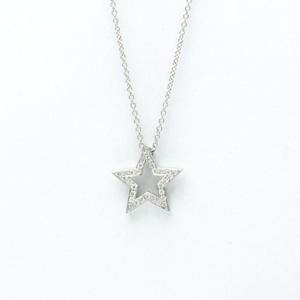Diamond Elegant Silver Star Pendant Necklace